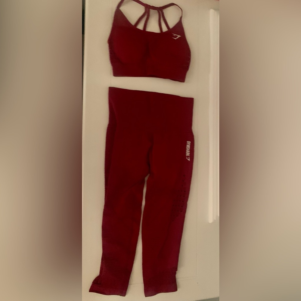 Gymshark burgundy set.
